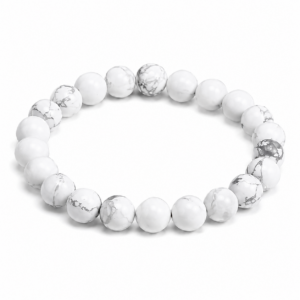 White Howlite Peace Bracelet | 白松石手串